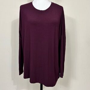 NWOT Athleta Plum Purple Dolman Sleeve Crew Neck Asymmetrical Hem Pullover XS-L